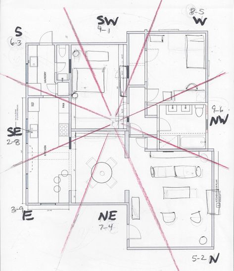 Feng Shui Floor Plan Layout, Feng Shui Grid, Feng Shui House Plans, Feng Shui Architecture, Feng Shui Floor Plan, House Feng Shui, Feng Shui Room, 2000 Sq Ft House, Feng Shui Garden