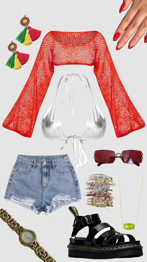 #festival #outfitinspo #bestival Reggaeton Festival Outfit, Mañana Sera Bonito Outfit Concert, Mañana Sera Bonito Outfit, Beach Festival Outfit Summer, Beach Concert Outfit, Reggae Festival Outfit, Karol G Outfits, Beach Festival Outfit, Bonnaroo Outfits