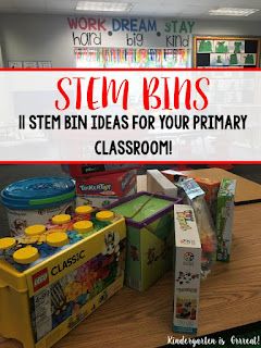 STEM bins have become a daily activity in my kindergarten classroom. The kids love the hands-on learning that they can do. They create projects and use their imagination. I am so glad that I have been able to integrate STEM into the schedule at my elementary school. My kindergarten students love #1 and even convinced their first grade teachers to get it! What is your favorite? Steam Bins, Brain Bins, Makerspace Classroom, Crafts For The Classroom, Stem Preschool, Daily 3 Math, Stem Bins, Activities For One Year Olds, Kindergarten Stem