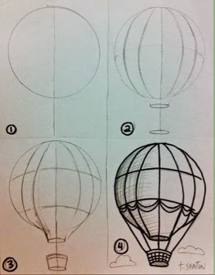 The Lost Sock : Hot Air Balloon Unit Trin For Trin Tegning, Diy Travel Journal, Bullet Journal Doodles, Hot Air Balloons, Air Balloons, Simple Doodles, Elementary Art, Bullet Journal Inspiration, Step By Step Drawing