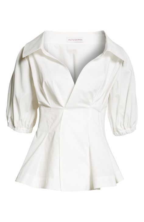 Altuzarra Corteo Puff Sleeve Poplin Top in Optic White at Nordstrom, Size 8 Us Puffy Shirt Sleeves, Classic Shirts Women, Luxury Tops For Women, Cute White Tops Blouses, Collared Top Outfit, Italy Style Outfits, Shirt Pattern Sewing, Puffy Sleeve Shirt, Puffy Shirt