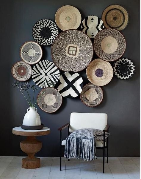 20 wall hangings that will add texture to your space! #wallhangings #addtexture #texture #macrame #wallhanging #textiles #walltextiles African Interior, Wall Hanging Basket, African Home Decor, Basket Wall Decor, African Decor, Woven Baskets, Design Del Prodotto, Dining Room Design, Baskets On Wall