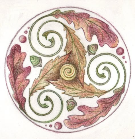 Triple Leaf Trisk by Spiralpathdesigns.deviantart.com on @DeviantArt Autumn Equinox Tattoo, Autumnal Equinox Art, Mabon Art, Autumn Symbols, Samhain Art, Celtic Patterns, Celtic Symbols, Celtic Knots, Celtic Art