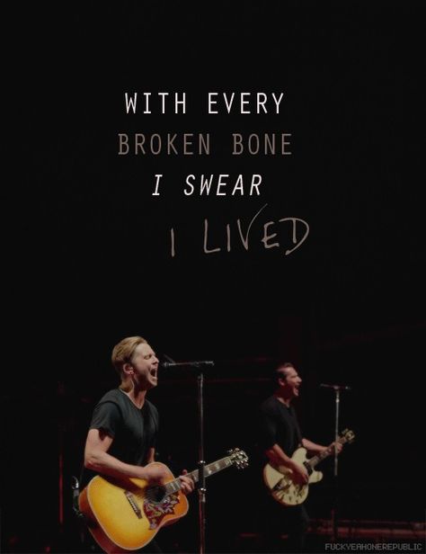 OneRepublic "I Lived" Brown Guitar, Live Tattoo, Bass Cello, Ryan Tedder, Eddie Fisher, One Republic, Cool Lyrics, Imagine Dragons, Alzheimers