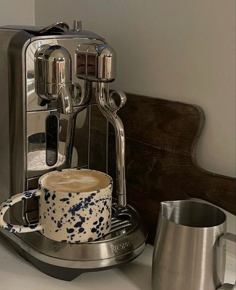 #Breville #Nespresso #coffee machine #espresso machine #Nespresso Breville Coffee Obsession, Keramik Design, Coffee Corner, Aesthetic Coffee, Coffee Station, Coffee Addict, Brushed Stainless Steel, Coffee Machine, Coffee Break