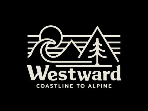 Westward Provisions Co. by Wildwood Design Co. on Dribbble Wood Terrace, Storage Logo, Mountain Logo Design, Travel Typography, Mushroom Patch, Blue Branding, Desain Merek, Outdoor Graphics, Outdoor Logo