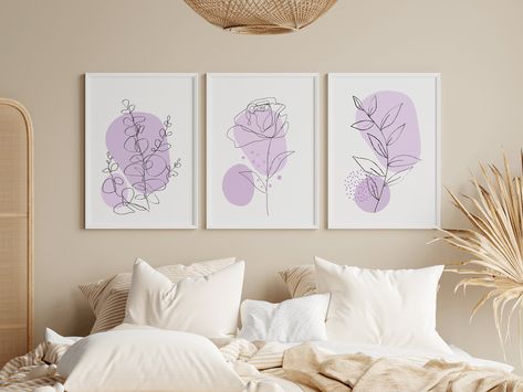 Excited to share the latest addition to my #etsy shop: Light purple floral botanical set of 3 prints/ trendy home decor/ lilac line art flowers plants design/ livingroom poster set/ bedroom print https://etsy.me/3BNK4ue #purple #housewarming #christmas #printingprintma Lilac Line Art, Dorm Room Ideas Bohemian, Light Purple Room Ideas, Purple Aesthetic Room Decor, Purple Bedroom Aesthetic, Room Ideas Baddie, Light Purple Room, Purple Aesthetic Room, Purple Dorm Room Ideas