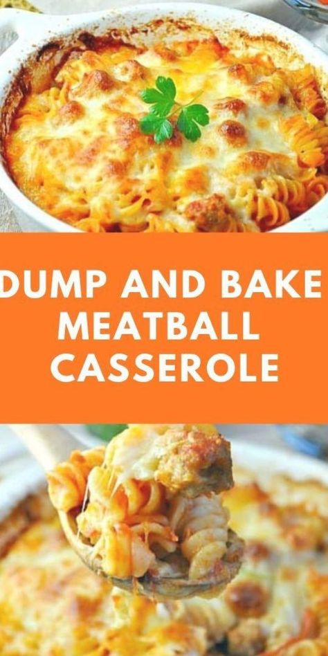 Casserole Meatball, Dump And Bake Casseroles, Dump And Bake Meatball Casserole, Meatball Casserole Recipe, Easy Supper Recipes, Dump And Bake, Resep Pasta, Meatball Casserole, Pasta Food Recipes