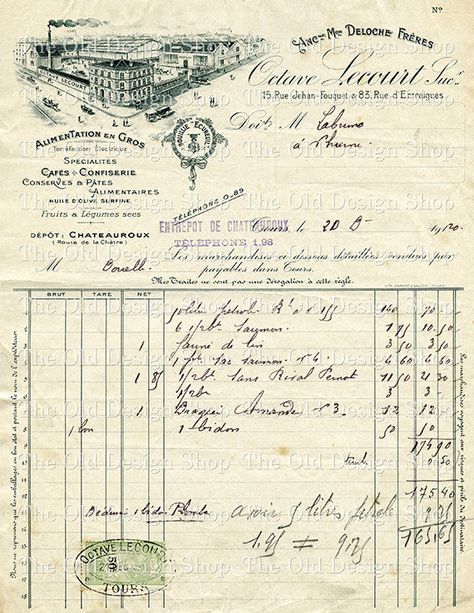 Vintage French Ephemera Dec 21 1920 Invoice by TheOldDesignShop, $3.50 Stary Papier, French Ephemera, Etiquette Vintage, Postal Vintage, Free Vintage Printables, Vintage Junk, Images Vintage, Vintage Lettering, Vintage Printables