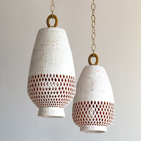 Ceramic Pendant Light, Brushed Nickel Hardware, Ceramic Pendant, Lantern Pendant, Pottery Making, Glass Pendant Light, Hand Carved Wood, Chandeliers And Pendants, Chandelier Pendant Lights