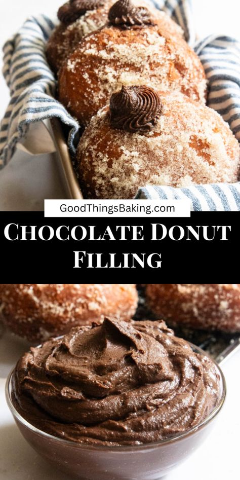 Creamy, thick, and rich, this chocolate cream donut filling is the perfect way to level up your homemade donuts. #donutrecipe #chocolaterecipe Chocolate Dough, Blueberry Cake Donuts, Cream Filled Donuts, Donut Filling, Cream Donut, Pomegranate Recipes, Dessert Breads, Pumpkin Spice Donut, Muffins Breakfast