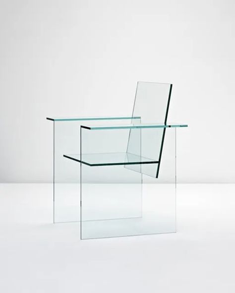 Glass Chair', designed 1976 Glass, Photobond 100 adhesive. 89.2 cm (35 1/8 in) high Produced by the Mihoya Glass Co. ... on Sep 28, 2010 Translucent Clothes, Transparent Furniture, Shiro Kuramata, Sketch Outline, Outline Pattern, Glass Chair, Jill Sander, White Restaurant, Naoto Fukasawa