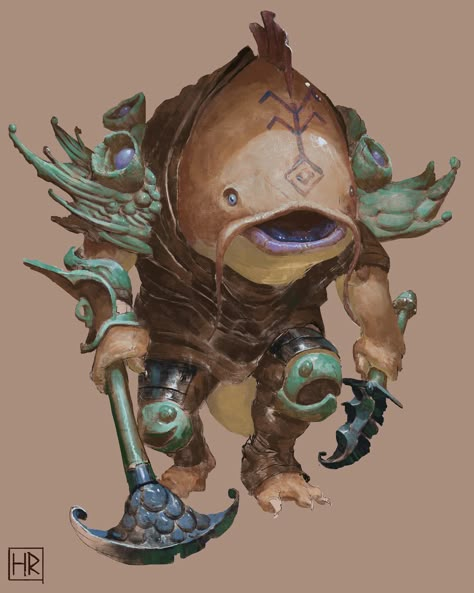 Henrik Rosenborg Sea Creatures Concept Art, Locathah Character Design, Sahuagin Dnd, Locathah Dnd, Dnd Locathah, Dnd Races Character Design, Sea Character Design, 다크 판타지, Monster Concept Art