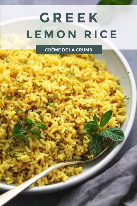 Lemon Rice Recipe, Greek Rice, Greek Lemon Rice, Salad Appetizer Cups, Chicken Fried Rice Easy, Sausage Pasta Recipes, Healthy Baked Chicken, Greek Lemon Chicken, Rice Side