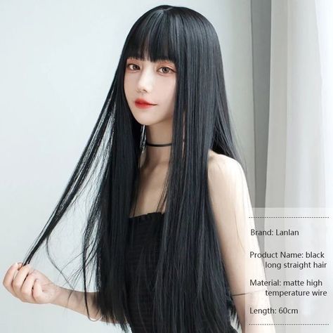 Black Hair Japanese, Long Straight Black Hair, Vietnamese Hair, Long Hair With Bangs, Long Black Hair, Long Hair Girl, Face Hair, Long Hair Cuts, Shiny Hair