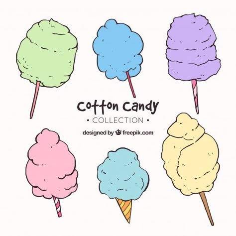 Cotton Candy Drawing Easy, Cotton Candy Doodle, How To Draw Cotton Candy, Cotton Candy Tattoo, Cotton Candy Drawing, Cotton Candy Illustration, Candy Doodles, Candy Reference, Cotton Candy Design