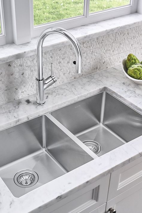 Dual Sink Kitchen, Two Kitchen Sinks, Double Basin Sink Kitchen, Square Sink Kitchen, Double Sink Kitchen Stainless Steel, Kitchen Sink Ideas Undermount Modern, Large Deep Kitchen Sinks, Stainless Steel Farm Sink Kitchen, Deep Double Kitchen Sink