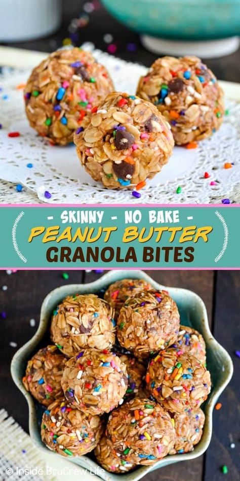 Granola Bites Recipe, No Bake Granola, Granola Bites, Baked Granola, Peanut Butter Granola, Healthy Sweet Snacks, Granola Bar, Protein Balls, Easy No Bake