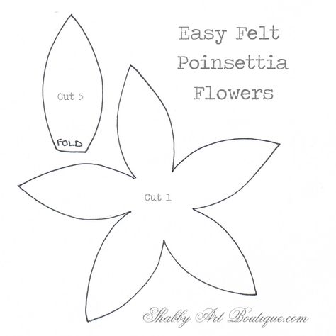 Poinsettia Felt Flowers, Poinsettia Flower Template Free, Poinsettia Applique Pattern, Felt Ponsetia Template, Ponsietta Flowers Template, Felt Poinsettia Diy, Fabric Poinsettia Diy, Poinsettia Template Free Printable, Felt Poinsettia Pattern