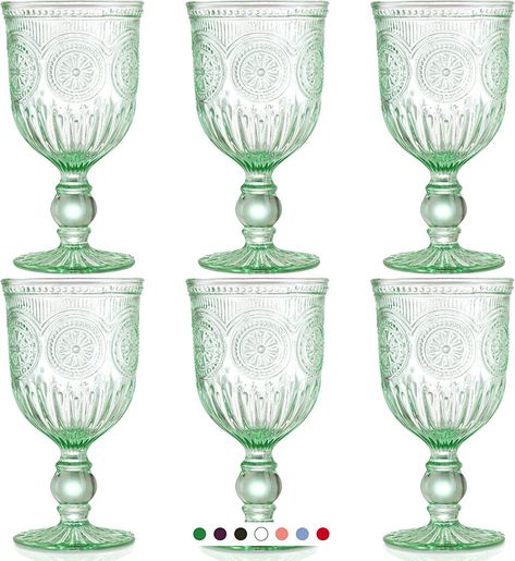 vintage, wine,goblet, green, stem glass, affiliate, multi colors available, new year same.. dishwahser safe Colored Goblets, Fancy Wine Glasses, Green Goblets, Amber Wine Glasses, Black Wine Glasses, Cute Wine Glasses, Green Wine Glasses, Pink Wine Glasses, Colored Wine Glasses