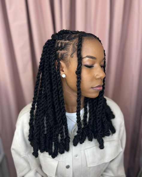 Down Dread Hairstyles, Dreads Twist Hairstyles, Twist That Look Like Locs, Loc Styles With Added Marley Hair, Foe Locs Hairstyles For Women, Dreadlocks Styling Ideas, Two Strand Twist Marley Hair, Braided Locks Hairstyles, New Locks Hairstyles