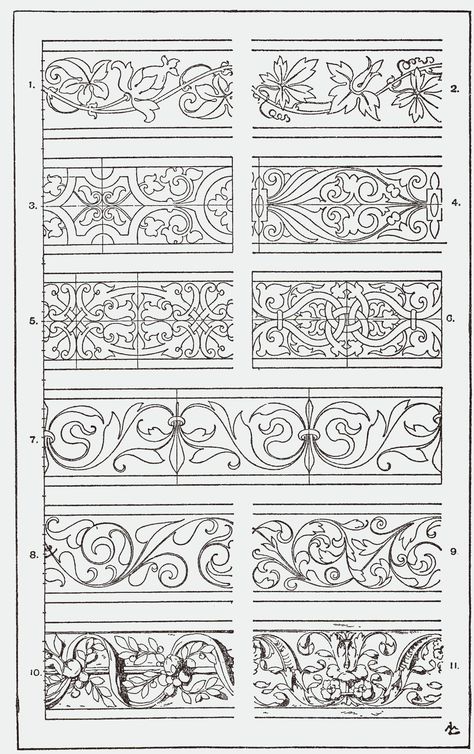 cenefas ornamentales. ENTRAR! Ornament Drawing, Graphisches Design, Tooling Patterns, 카드 디자인, Carving Designs, Illuminated Manuscript, Leather Pattern, Wikimedia Commons, Pyrography