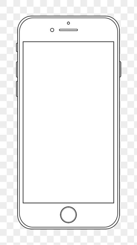 Cell Phone Drawing Simple, Iphone Drawing Illustration, Cute Phone Drawing, Phone Illustration Art, Iphone Outline, Cellphone Drawing, Phone Clip Art, Ux Prototyping, Phone Outline