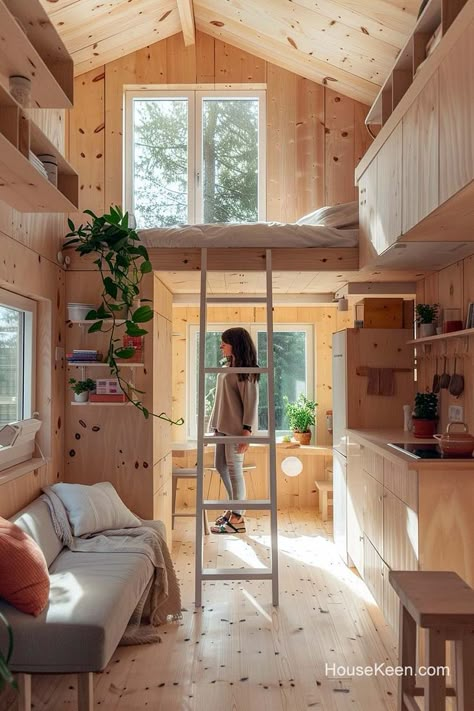 This streamlined design features all essential kitchen elements—cabinets, appliances, and workspace—aligned along a single wall. Tiny House Kitchen Storage, Kitchen Elements, Adding Storage, Tiny House Camper, Small Tiny House, Tiny House Loft, Tiny House Inspiration, Tiny House Kitchen, House Cabin