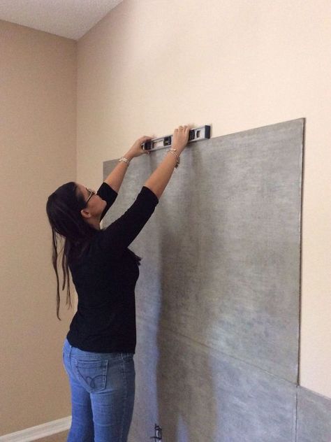 faux cement wall and floating cabinet Faux Cement Wall, Faux Concrete Wall, Floating Cabinet, Concrete Wall Panels, Mother Daughter Projects, Cement Walls, Floating Cabinets, Cement Wall, Build Floating Shelves