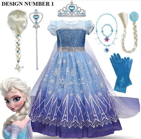 Frozen Birthday Outfit Ideas, Elsa Dress For Kids, Elsa Gown, Frozen Birthday Outfit, Kids Birthday Dresses, Frozen Halloween, Kashee's Mehndi Designs, Frozen Costumes, Queen Clothes