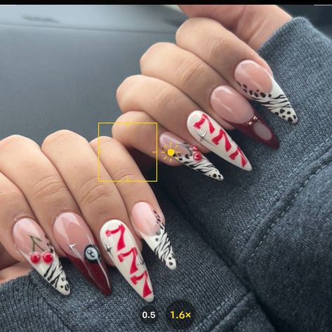 another post for this set ❤️‍🔥💫🎱 client photo 📸 - - - #gelnails #pressonnails #pressonsforsale #gelxnails #gelx #nailstagram #custompressonnails #nails #nailsofinstagram #nailsnailsnails #apresgelx #smallbusiness #nailart #nailartist #nailaddict #chromenails #nails💅#pressonnailset #explore #explorepage #explorepage✨#summernails #y2knails #3dnails #vacationnails #birthdaynails #backtoschoolnails #pressedxpainted Angel Number Nail Design, Number Nails Design, Angel Number Nails, Freestyle Nails, Hello Nails, Hard Nails, Y2k Nails, Vacation Nails, Nail Stuff