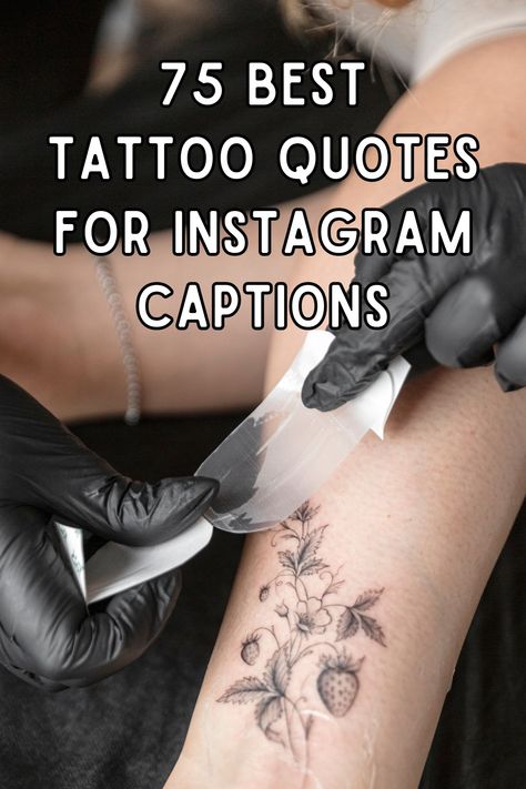 If you're looking for some tattoo inspiration or just need the perfect caption for your next inked photo, look no further! Quote About Tattoos, First Tattoo Captions For Instagram, Instagram Captions For Tattoos, Tattoo Instagram Captions, New Chapter Tattoo Ideas, Tattoo Captions For Instagram, Tattoo Captions, Quotes About Tattoos, New Tattoo Quotes