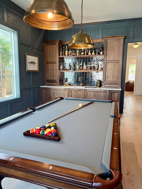 Basement Pool Table Room, Pool Table Room Decor, Basement Pool Table, Sunken Room, Pool Room Ideas, Billards Room, Bar Pool Table, Billiards Room Decor, Basement Lounge