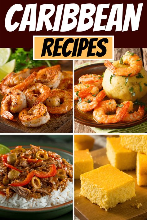 These Caribbean recipes bring the flavors of the tropics right into your home! From entrees to sides to cocktails, these easy dishes are the next best thing to a vacation! Caribbean Dinner, Carribean Food, Food To Try, Jamaican Dishes, Around The World Food, Caribbean Cuisine, Island Food, Awesome Food, Jamaican Recipes