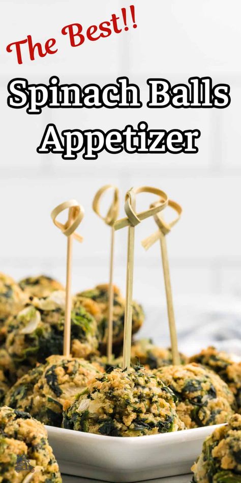 The Best Cheesy Spinach Balls Appetizer Spinach Balls Appetizer, Stuffing Mix Recipes, Spinach Appetizers, Appetizer Recipes Vegetarian, Spinach Recipes Healthy, Spinach Meatballs, Spinach Bread, Spinach Parmesan, Baked Appetizers