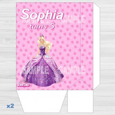 Personalized Barbie Favor Loot Paper Bag Template Printable Digital Custom Loot Bag Template, Loot Bag Template Printable, Paper Bag Template, Princess School, Sleeping Beauty Party, Diy Cake Topper Birthday, Printable Boxes, Princess Charm School, Bag Template