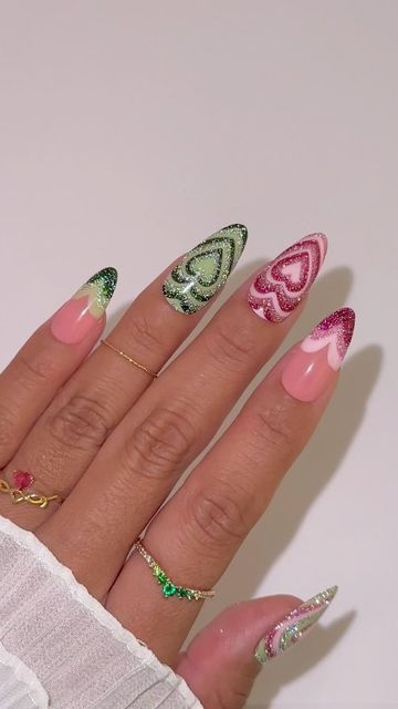 Daily Charme Official on Instagram: "EASY Wicked Nails perfect for Beginners 💖💚🩷 Pink goes well with green, don't you agree? ✨ Comment “WICKED” for the direct link to everything you need to create this look! 🔗

Save & share for easy nail inspo! 💅

Using @daily_charme:
💚 701 Garden Party
💚 H51 Neverland
💚 H95 Twilight Zone
💖 305 Sweet Dreams
💖 H66 Briar Rose
💖 H98 Moonshot
💚 J01 Chiffon
💚 Dotting Tools
💚 Diamond Shine Top Coat
💖 Almond Medium Clear Charme Gel Extension Tips

#holonails #naildesigns #easynails #wickednails #diynails #fallnails #glitternails #nailinspo #halloweennails #gelnails #easynailart #fall2024 #nailarttrends #halloween2024 #almondnails #wicked #greennails #pinknails #satisfying #wicked #tutorial #nailtutorial #nailtech #nailartist" Wicked Inspired Nails Galinda, Wicked Nail Ideas, Wicked Glinda Nails, Wicked Nail Art, Wicked Movie Nails, Glinda Nails Wicked, Wicked Themed Nails, Wicked Musical Nails, Wicked Nail Designs