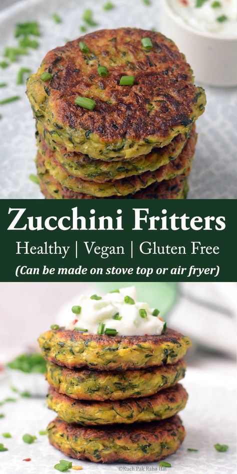 Apricot Galette, Vegan Zucchini Fritters, Vegan Zucchini Recipes, Potato Zucchini, Zucchini Patties, Zucchini Fritters Recipe, Veggie Fritters, Potato Fritters, Galette Recipe