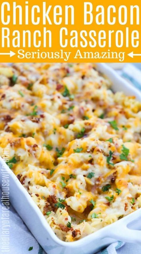 Bacon Ranch Casserole, Ranch Casserole, Chicken Bacon Ranch Casserole, Casserole Chicken, Chicken Casserole Easy, Chicken Bacon Ranch, Chicken Meals, Bacon Ranch, Recipes Casserole