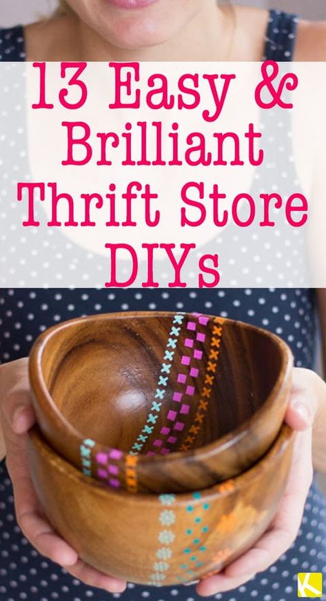 13 Easy & Brilliant Thrift Store DIYs - The Krazy Coupon Lady Thrift Store Flips, Sellable Crafts, Thrift Store Upcycle, Thrift Store Diy, Thrift Store Shopping, Thrift Store Furniture, Flea Market Flip, Thrift Store Crafts, Upcycled Home Decor