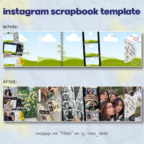 FREE SCRAPBOOK TEMPLATE | 1000 SPECIAL - Brian B's Ko-fi Shop - Ko-fi ❤️ Where creators get support from fans through donations, memberships, shop sales and more! The original 'Buy Me a Coffee' Page. Instagram Scrapbook Template, Instagram Digital Scrapbook, Ig Scrapbook Post, Photo Collage Template Instagram, Digital Scrapbook Aesthetic, Instagram Scrapbook Post, Digital Scrapbook Instagram, Ig Scrapbook, Canva Layout Ideas