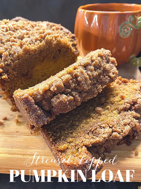 Olla-Podrida: Streusel-Topped Pumpkin Loaf Pumpkin Loaf With Streusel Topping, Yummy Loaf Recipes, Simple Mills Pumpkin Recipes, Pumpkin Loaf With Streusel, Iced Pumpkin Loaf, Fall Loaf Bread, Autumn Loaf Cake, Pumpkin Crumble Bread, Pumpkin Spice Loaf Cake