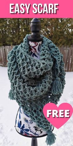 Crochet Scarf Free Pattern, Crochet Scarf Free, Scarf Crochet Patterns, Crochet Diamond, Free Crochet Scarf, Scarf Free Pattern, Simple Scarf Crochet Pattern, Crochet Triangle Scarf, Crochet Shawl Free