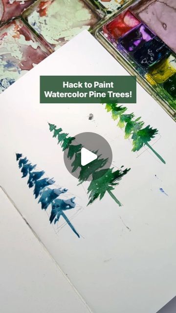 Irshad Ahmad Ansari on Instagram: "🌲✨ Dive into the enchanting world of Watercolor pine trees with this simple hack! Sketch a straight line, craft a triangle, and let the magic begin. Paint each triangle with lush green shades, embracing the beauty of vibrant strokes. Shape your trees naturally, changing colors for a lively touch. Ready to explore? Save this reel for your artistic journey. Share the creativity, tag your pals, and follow for more Watercolor wonders! 🎨💚 #WatercolorMagic #PineTreeArt #ArtisticJourney #NatureInArt #HappyPainting #ArtInspiration #WatercolorLove #ArtCommunity #CreativeProcess #PaintingTips #LearnToPaint #ArtTipsAndTricks #ShareYourArt #ArtTutorial #WatercolorPineTrees #ArtisticMinds #ExploreCreativity #WatercolorTips #watercolour #watercolortricks #watercolo Watercolor Art For Beginners Nature, Pine Tree Watercolor Painting, Watercolor Tree Tutorial, Easy Watercolor Trees, How To Paint Pine Trees In Watercolor, Pine Tree Watercolor, Watercolor Pine Trees, Water Color Trees, Watercolour Trees Tutorials