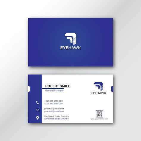 Minimalist blue business card template P... | Premium Vector #Freepik #vector #simple-card #id #card-name #identity-cards Calling Card Design, White Business Card Design, Business Card Design Minimal, Corporate Business Card Design, Company Business Cards, Business Cards Layout, Blue Business Card, Stylish Business Cards, Business Cards Simple