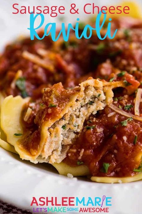 Meat And Cheese Ravioli, Sausage Ravioli Filling, Sausage Ravioli Recipe, Ravioli Recipe Filling, Ravioli Fillings, Cheese Ravioli Recipe, Sausage Ravioli, Ravioli Recipe Homemade, Noodles Sauce