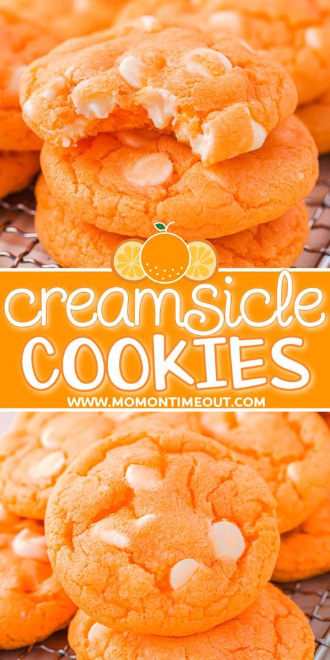 Orange Creamsicle Cookies, Creamsicle Cookies, Orange Cookies, Cake Mix Cookie Recipes, Orange Creamsicle, Easy Baking Recipes Desserts, C Is For Cookie, Baked Dessert Recipes, Cake Mix Cookies