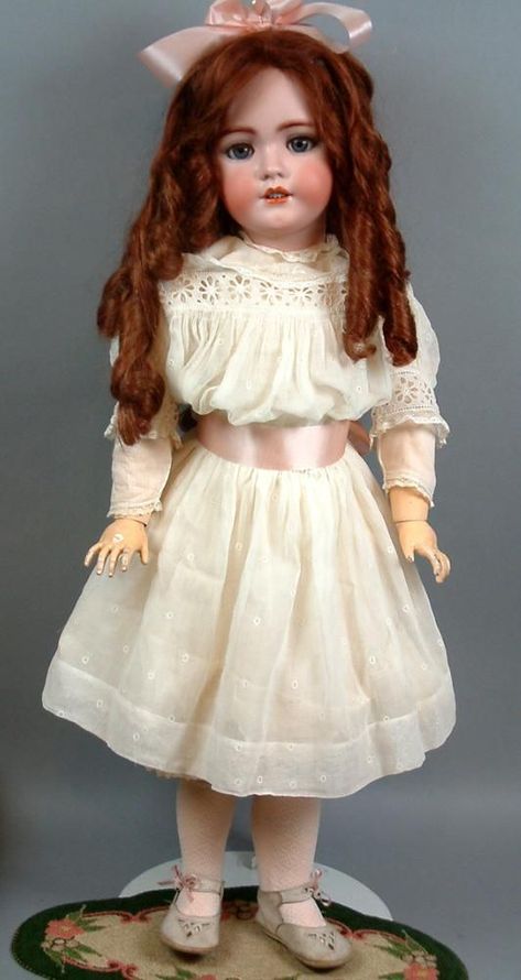 The extremely rare antique French porcelain dolls painted and made entirely by hand with insect theme on their faces directly... Antique Porcelain Dolls, Antique Doll Dress, Crochet Baby Sandals, Knit Baby Booties, German Girl, Victorian Dolls, French Porcelain, China Dolls, German Dolls