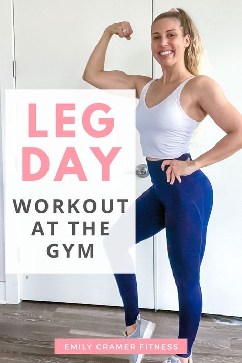 Online personal trainer and nutrition coach flexing before leg workout Leg Day Gym Workout Women, Leg Day Exercises Gym, Leg Day Gym Women, Leg Workout At Gym For Women, Gym Leg Workout Women, Leg Workouts Women Gym, Womens Leg Workout Gym, Heavy Legs Workout, Leg Workout With Weights Gym