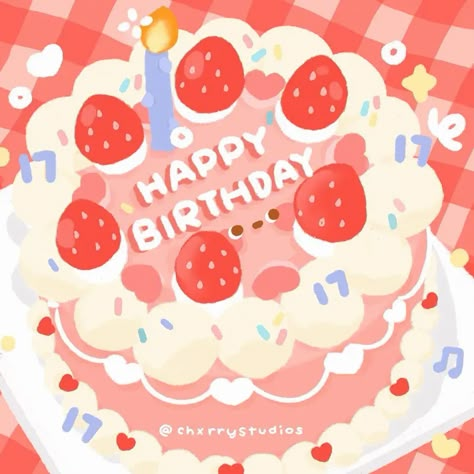 Queency ₍ᐢ•ﻌ•ᐢ₎ | 🇭🇰 (@chxrrystudios) • Instagram photos and videos Cute Birthday Illustration, Cute Birthday Doodles, Cute Birthday Drawings, Cute Cakes Aesthetic, Birthday Art Drawings, Cake Art Drawing, Birthday Illustration Art, Bday Wallpapers, Birthday Painting Ideas